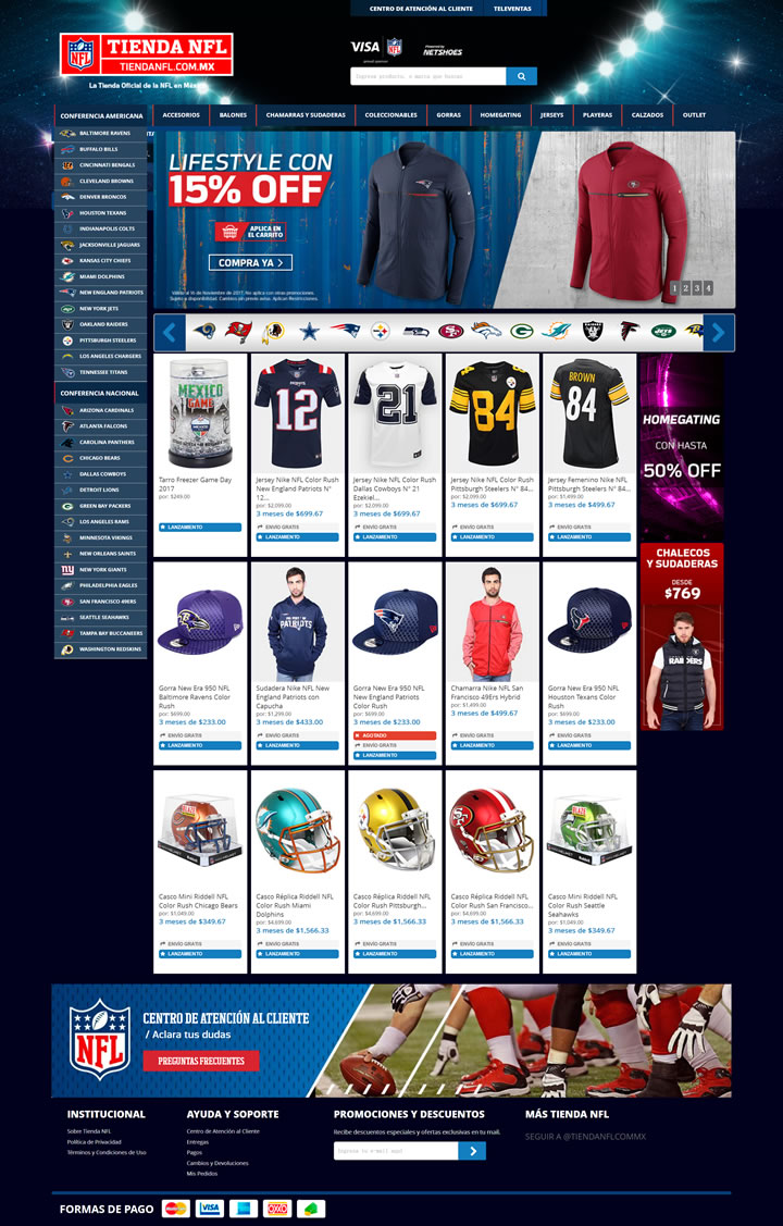 NFL墨西哥官方商店：Tienda NFL