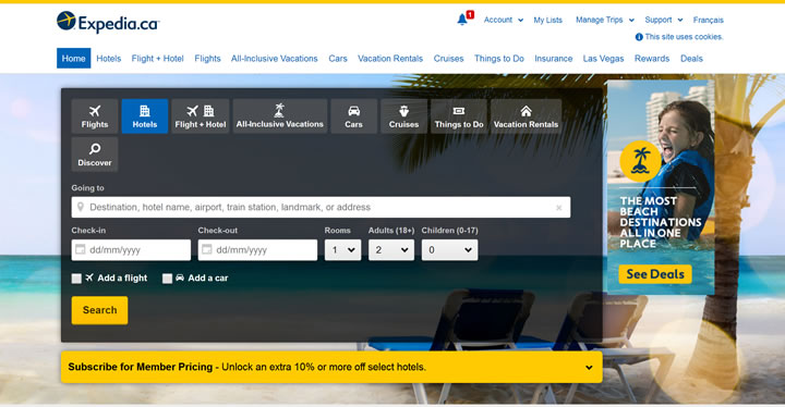 Expedia加拿大官方网站：加拿大最大的在线旅游提供商