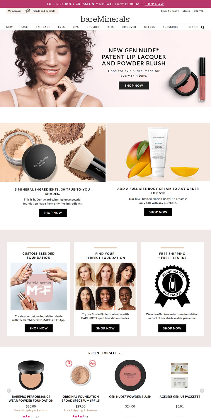 bareMinerals官网：矿物质化妆品和护肤品