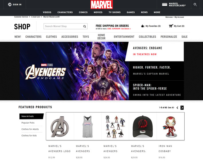 漫威玩具服装及周边商品官方购物网站：Marvel Shop