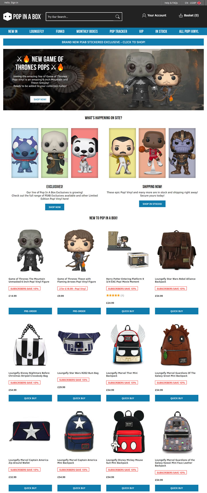 Pop In A Box英国：Funko POP搪胶公仔