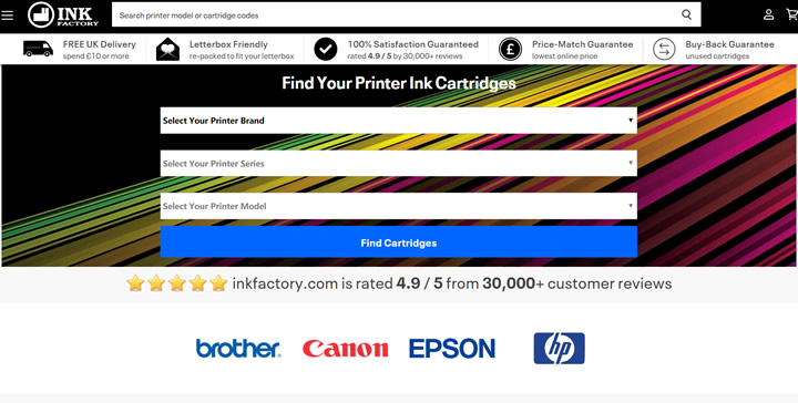英国打印机墨盒销售网站：Ink Factory