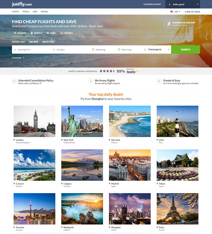 Cheap Flights, Airline tickets and Hotels: JustFly