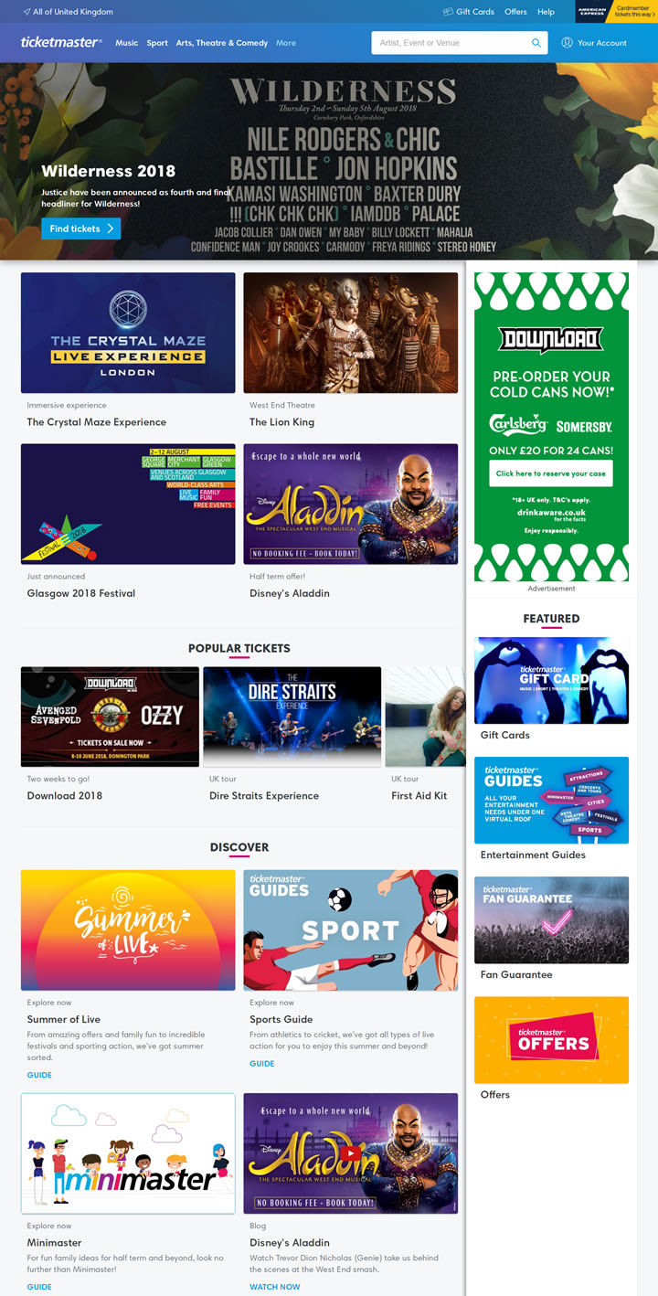 Ticketmaster UK Official Site: Tickets for Concerts, Theatre, Football