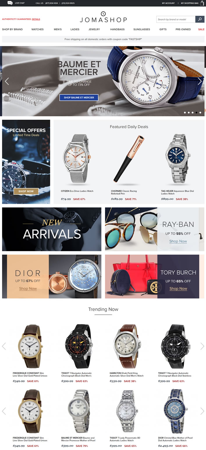 Watches For Men and Women, Handbags, Crystal, Pens: Jomashop